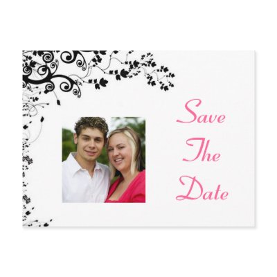 Save The Date pink and black Postcard