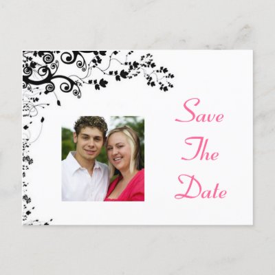 Save The Date pink and black Postcard