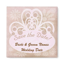 Save the Date Pink and Brown magnets