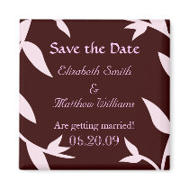 Save the Date Pink and Chocolate Vines Magnet by indolilly Save the Date Pink and Chocolate Vines Magnet