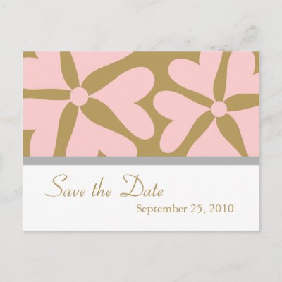 Save the Date Pink and Gold Wedding Postcard by mazarakes