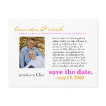 save the date- pink and orage postcards