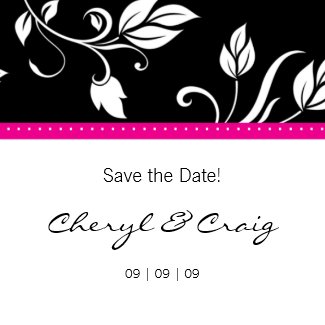 Save the Date Pink Black Trendy Floral Magnet magnet