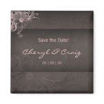 Save the Date Pink Brown Floral Fridge Magnet