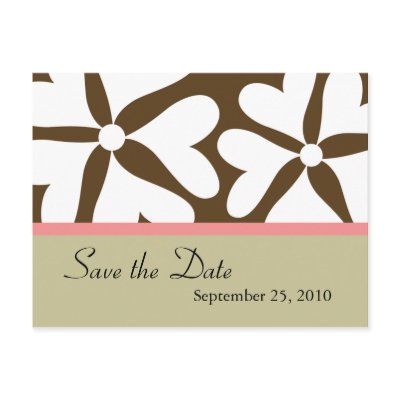 Save the Date -  Pink & Brown Wedding Postcard by mazarakes