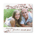 Save the Date Pink Cherry Blossom Floral Magnet