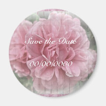 Save the Date Pink Climbing Rose Blossoms Fridge Magnet