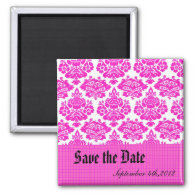 save the date,pink damask refrigerator magnets