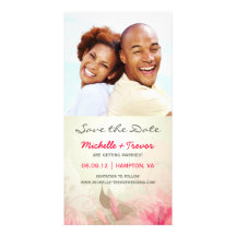 Save the Date - Pink & Green Floral Photo Cards