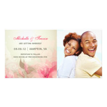 Save the Date - Pink & Green Floral Photo Cards
