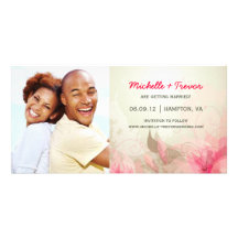 Save the Date - Pink & Green Floral Photo Cards