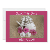 Save the Date - Pinks Fushia - Flowers and Shells Invite