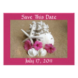 Save the Date - Pinks Fushia - Flowers and Shells Invite