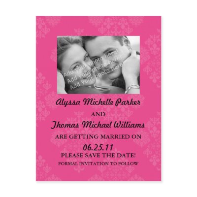 Save The Date Post Card with Your Photo (Pink)