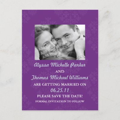 Save The Date Post Card with Your Photo (Purple)