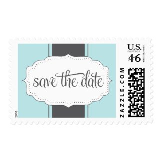 Save the Date Postage in Blue and Gray stamp
