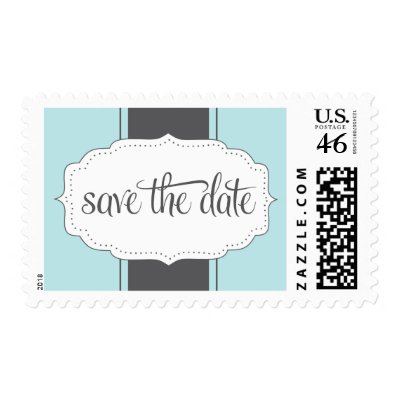 Save the Date Postage in Blue and Gray