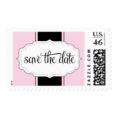 Save the Date Postage in Pink and Black