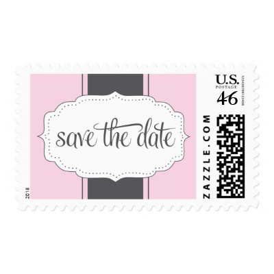 Save the Date Postage in Pink and Gray