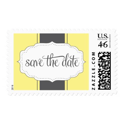 Save the Date Postage in Yellow and Gray