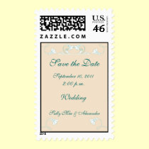 Save the Date Postage - Peach and Teal postage