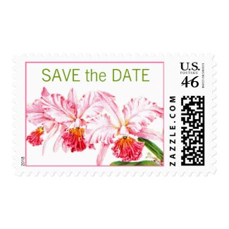 Save the Date Postage Stamps Pink Orchids
