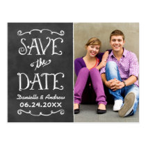 Save the Date Postcard | Black Chalkboard Charm