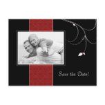 Save the Date Postcard Black Red Leaf Berries