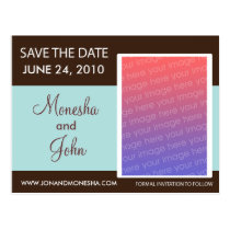 Save The Date Postcard - Brown and Light Blue postcards