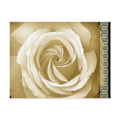 Save the Date Postcard Cream and Sepia Rose
