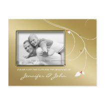 Save the Date Postcard Gold Leaf Berries