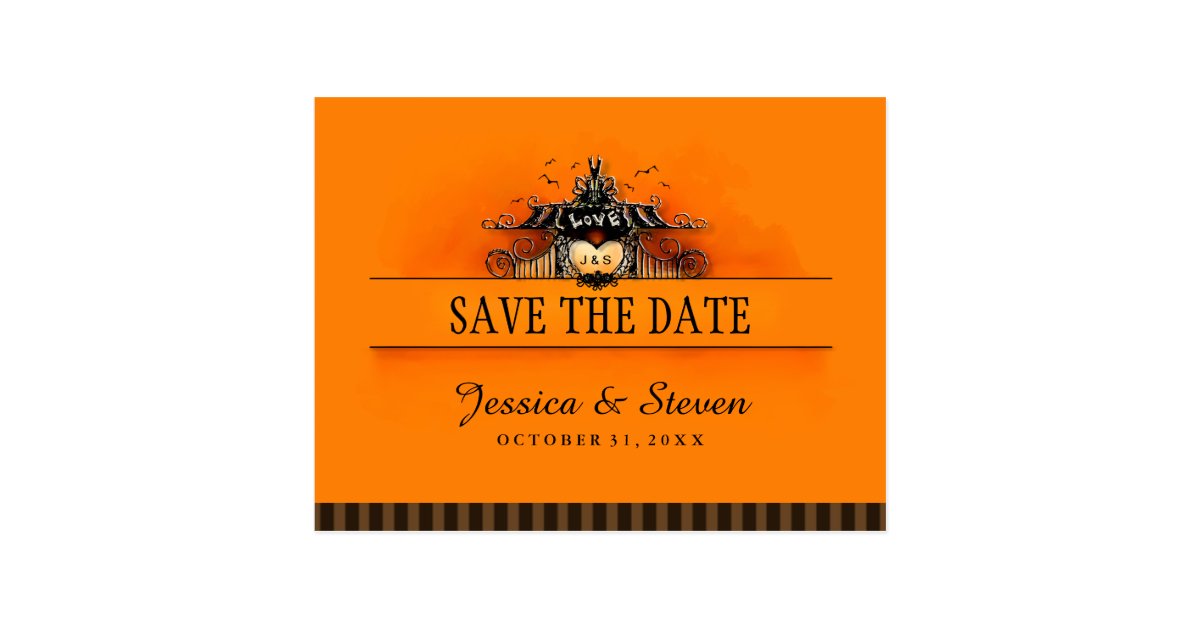 Save the Date Postcard Halloween Love Zazzle