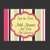 Save the Date Postcard Pink and Yellow by jgh96sbc Save the Date Postcard Pink and Yellow
