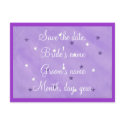 Save the date, postcard purple and white stars postcard