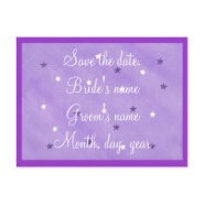 Save the date, postcard purple and white stars postcard