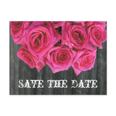 Save the Date Postcard - Rose Bouquet and Barnwood