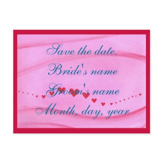 Save the date postcard, wave of red hearts postcard