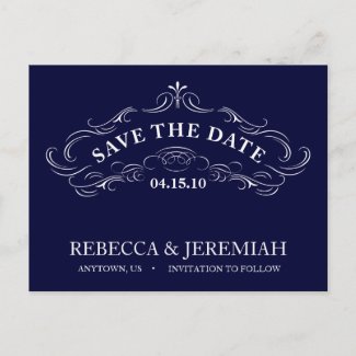 Save the Date Postcard with Calligraphic Frame postcard