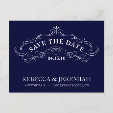 Save the Date Postcard with Calligraphic Frame