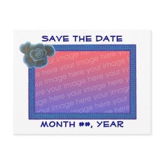 Save the date postcards, blue rose, add photo postcard