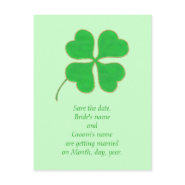 Save the date Postcards, Green Shamrock Gold Dots postcard