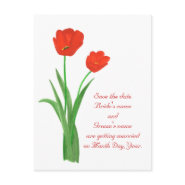 Save the date postcards, Red Tulips postcard