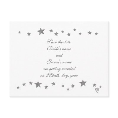Save the date postcards, silver stars border