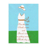 Save the date postcards, wedding dress, coffee postcard