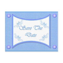 Save The Date - Powder Blue Plaid postcards