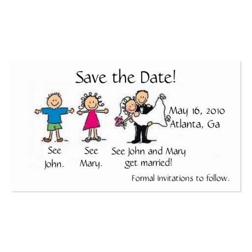 Save the Date Profile Card Business Card (front side)