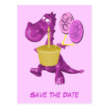 Save The Date Purple Dragon Balloons Postcard