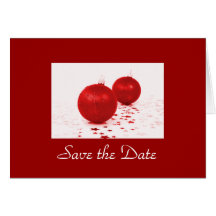 "Save the Date" - Red Christmas Tree Ornaments [b] Greeting Card