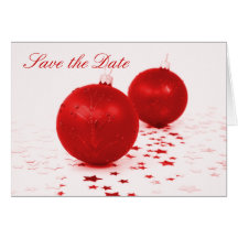 "Save the Date" - Red Christmas Tree Ornaments Cards