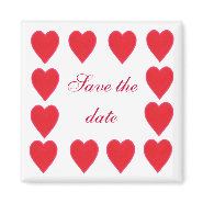 Save the date, red hearts border magnet magnet